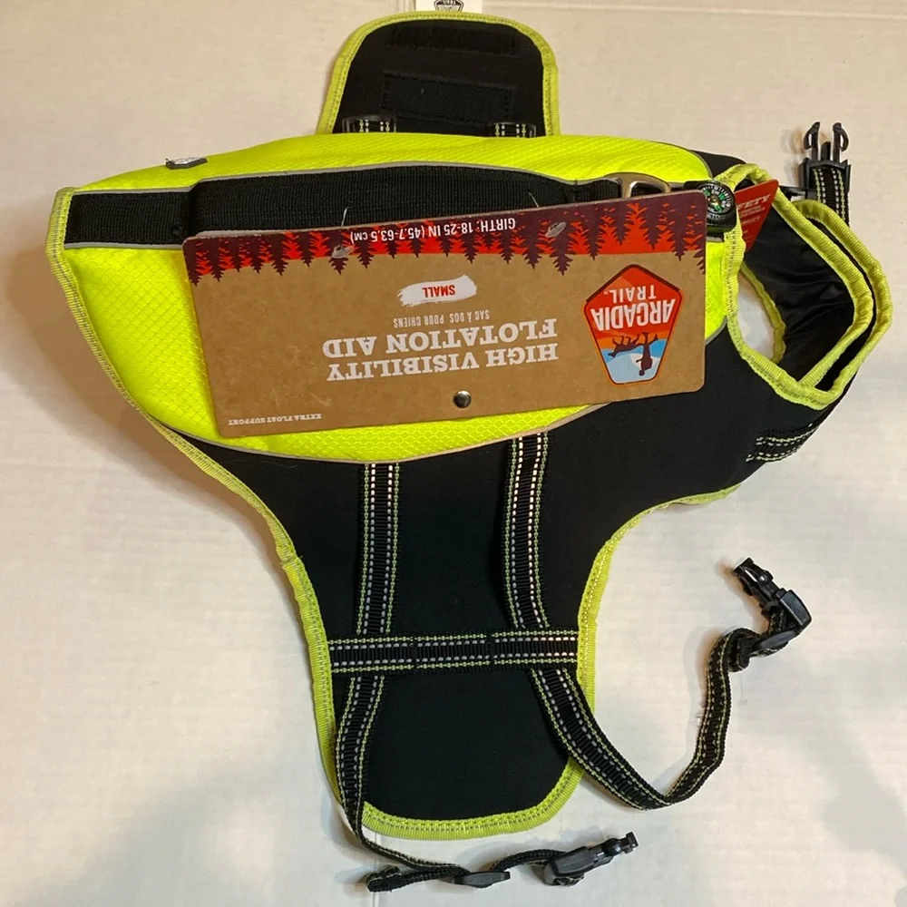 NWT Arcadia Trail Flotation Dog Life Jacket,  High Visibility, Sz: S
